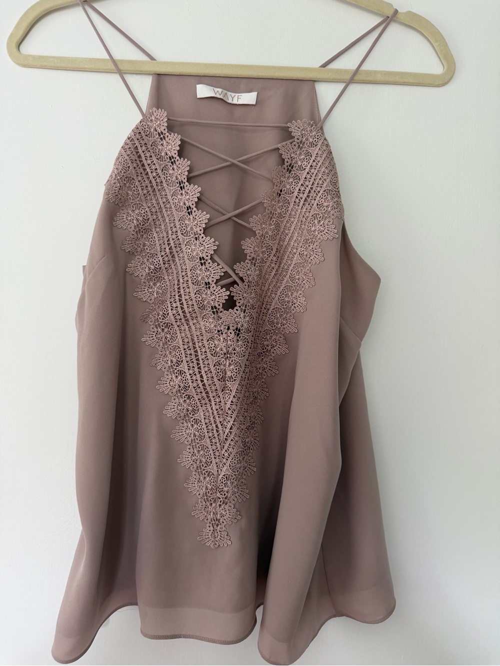 Wayf Mauve Lace-Trim Halter Cami women size M